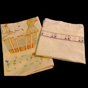 Embroidery vintage 2 pieces handmade sewing knitting linen